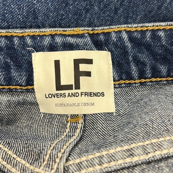 Lovers + Friends Reece High Rise Rigid Slim Straight Distressed Jeans Size 26 - Picture 5 of 8